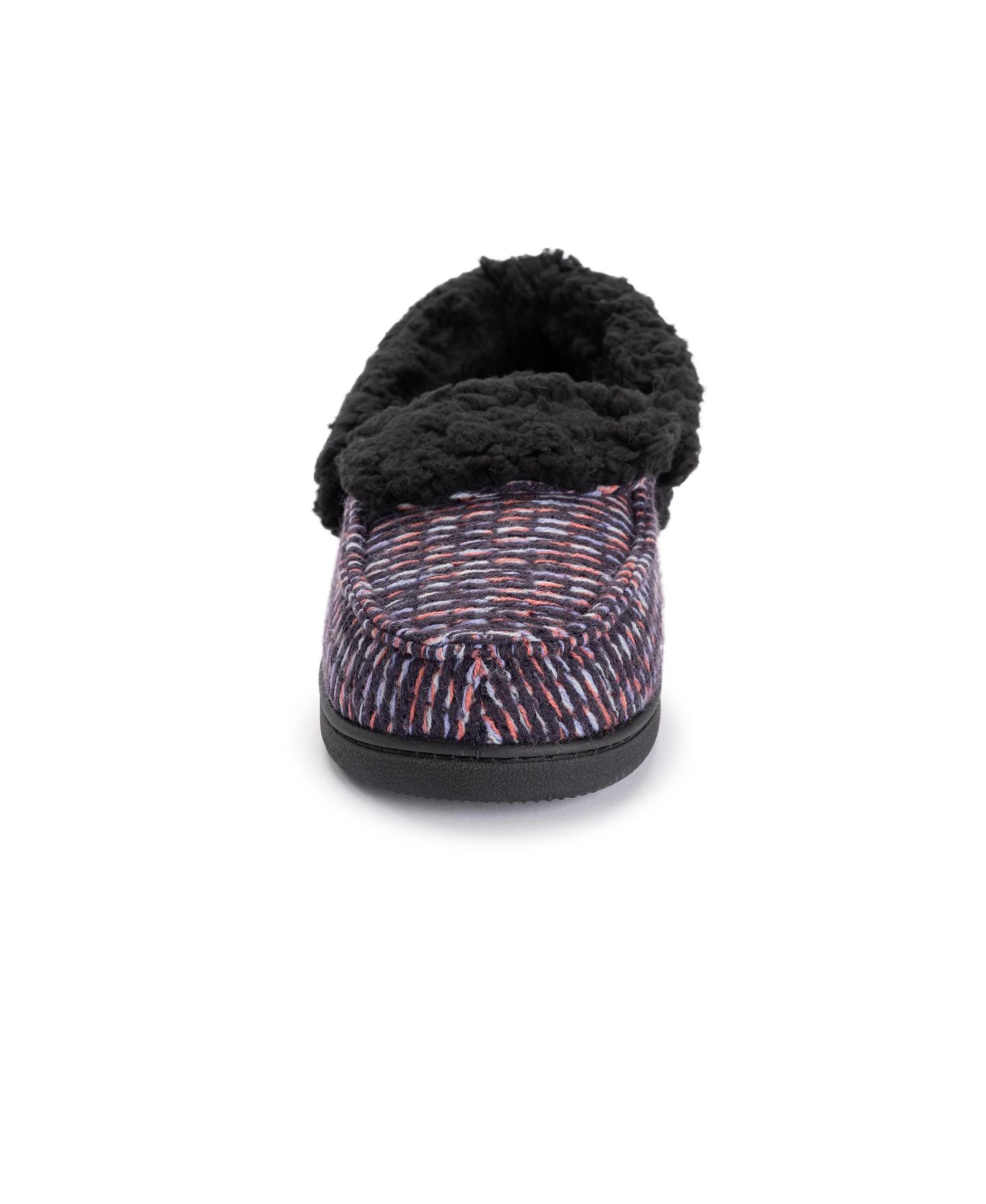 Женские тапочки MUK LUKS Anais Moccasin Slippers, цвет: Чёрный ягодный — фото 5