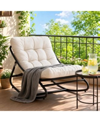 Oversized Patio Rocking Chair Heavy Duty Metal Frame with Thick Removable Cushion 400 lbs Capacity Outdoor Lounge Rocker for Porch Balcony