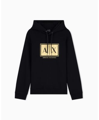 Men's Black And Gold Box Hoodie Sweatshirt