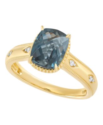 London Blue Topaz (2-3/4 ct. t.w.) Diamond Accent Ring in 14k Yellow Gold