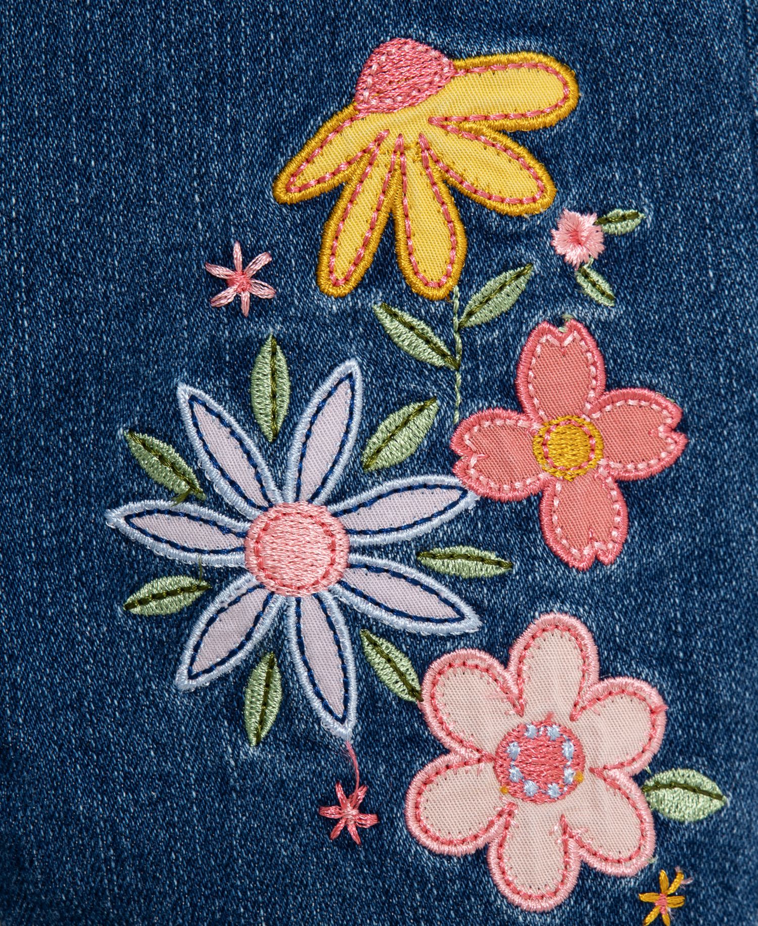 Baby Girls' Round Neck Top and Flowers Overall, 2-Piece Set