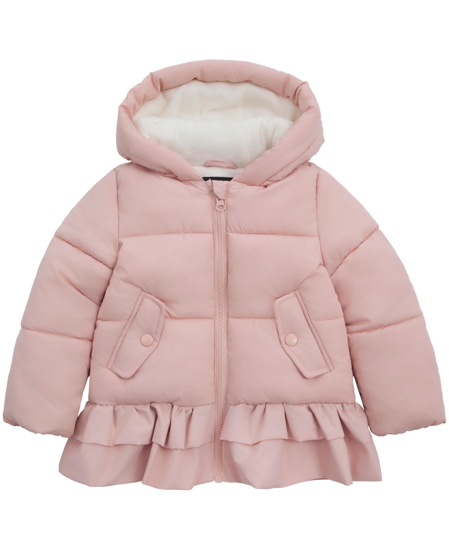 Куртка Rokka&Rolla Rosie Fleece-Lined Ruffle Puffer Coat 2T-5T для девочек-малышей, цвет: Розовый — фото 1