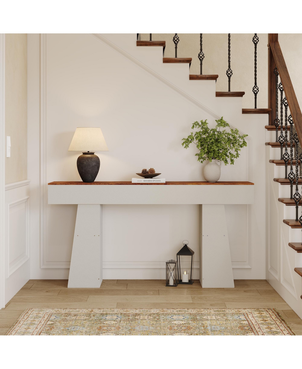 63" Entryway Table, Console Table for Entryway, Wood Sofa Table with Hidden Side Storage, Modern Hallway Table for Living Room, Foyer