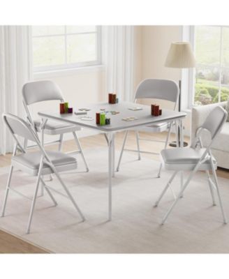 5-Piece Folding Dining Set with 4 PU Upholstered Chairs Space-Saving Metal Frame for Kitchen Dining Room Office Camping