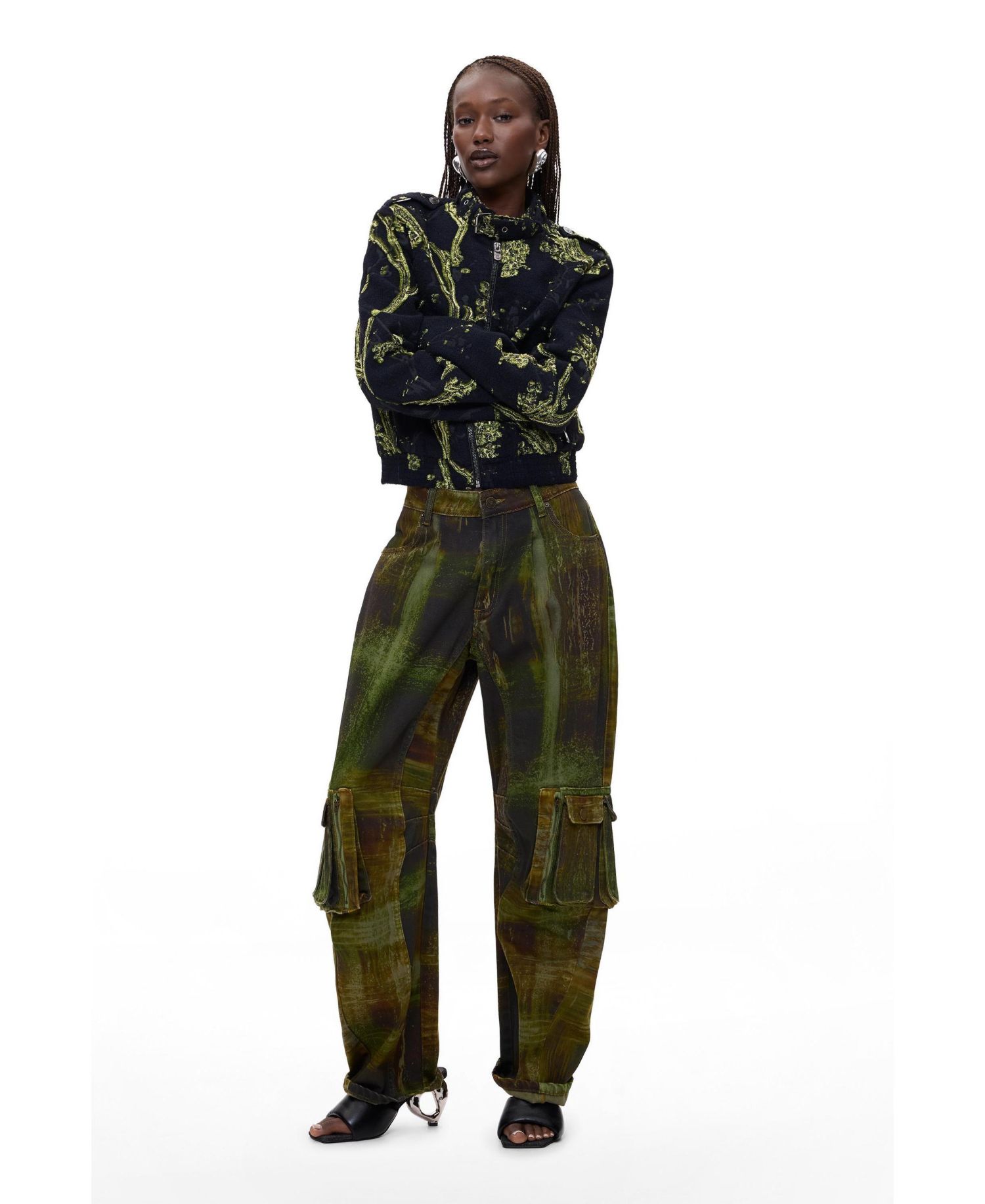 Women's Flocked Zip-Up Short Jacket