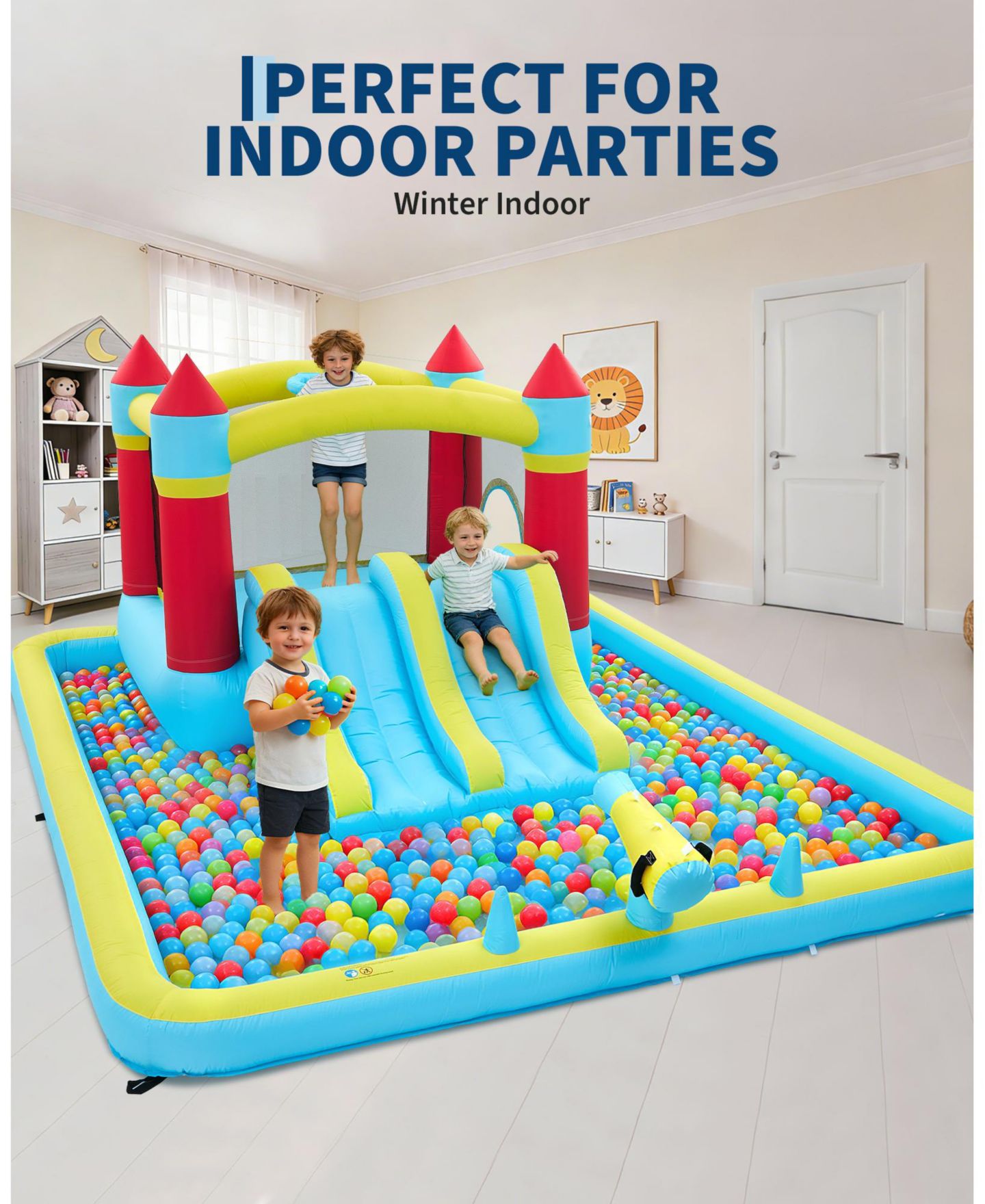 Детская игрушка homfan Inflatable Bounce House with Slide, Blower Included, Ages 3-10 — фото 7