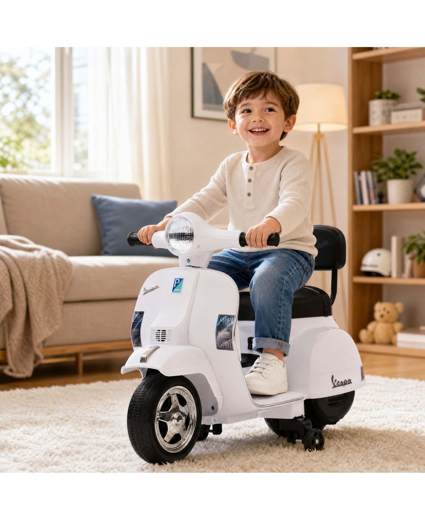 Детская игрушка homfan Vintage Scooter 6V Powered Ride-On Motorcycle, Up to 66 lbs, 3–6 лет — фото 7