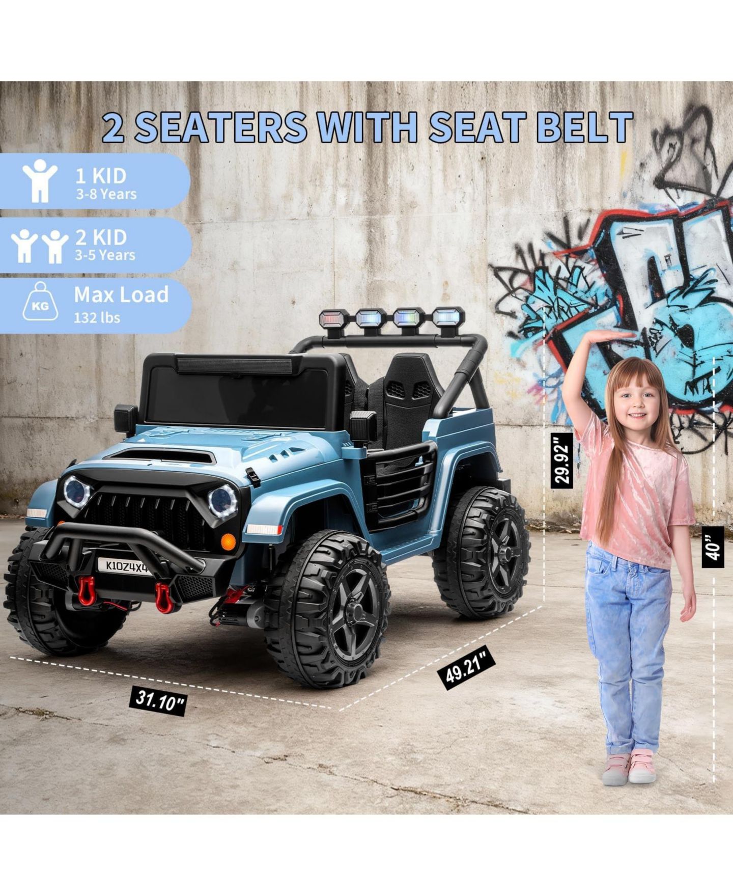 Детская игрушка homfan Double Seat 24V Ride-On SUV Remote Control Battery Powered 4WD, 3–8 лет — фото 9