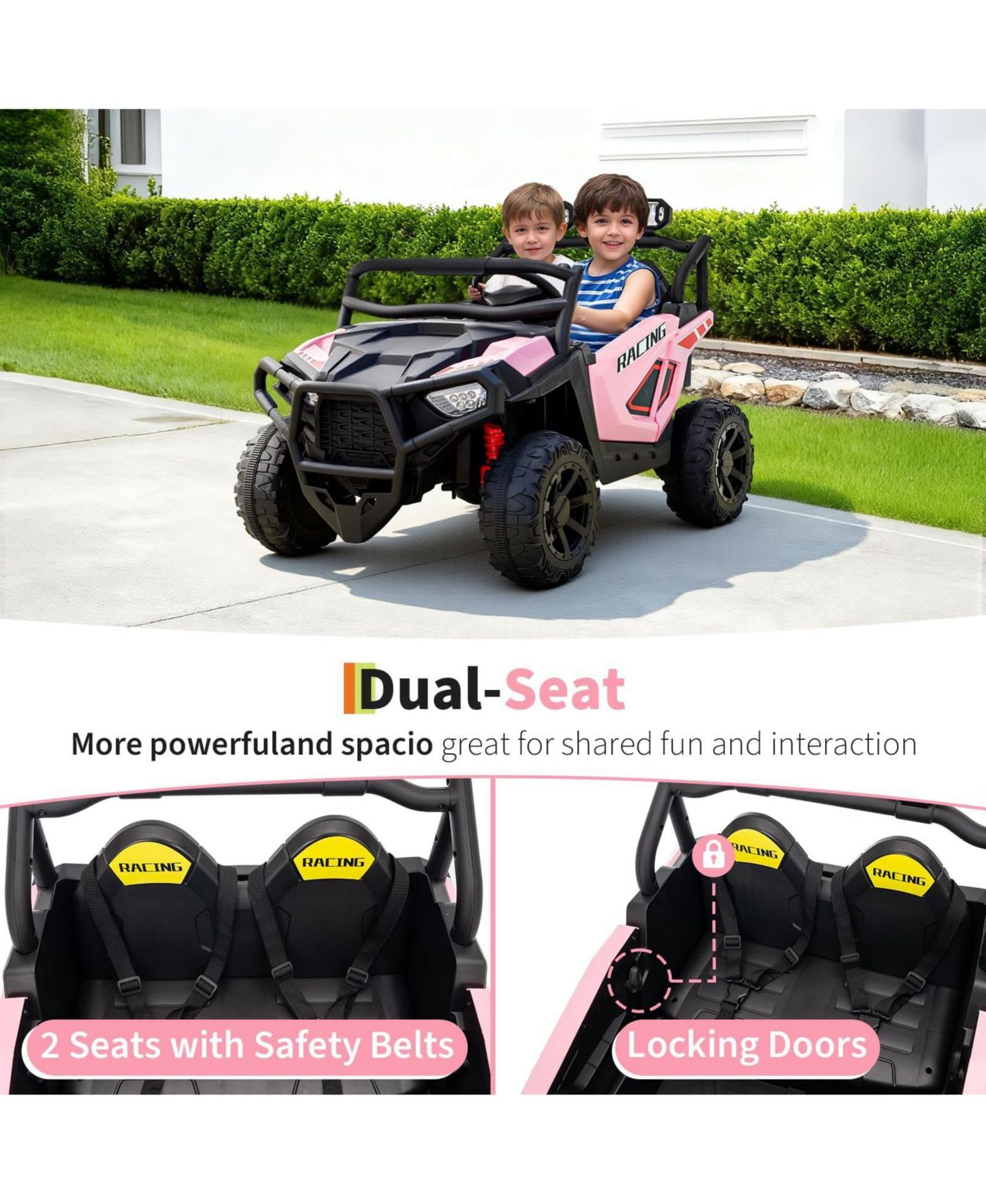 Детский двухместный металлический электровездеход homfan 24V на пульте, 3-6 лет — фото 8