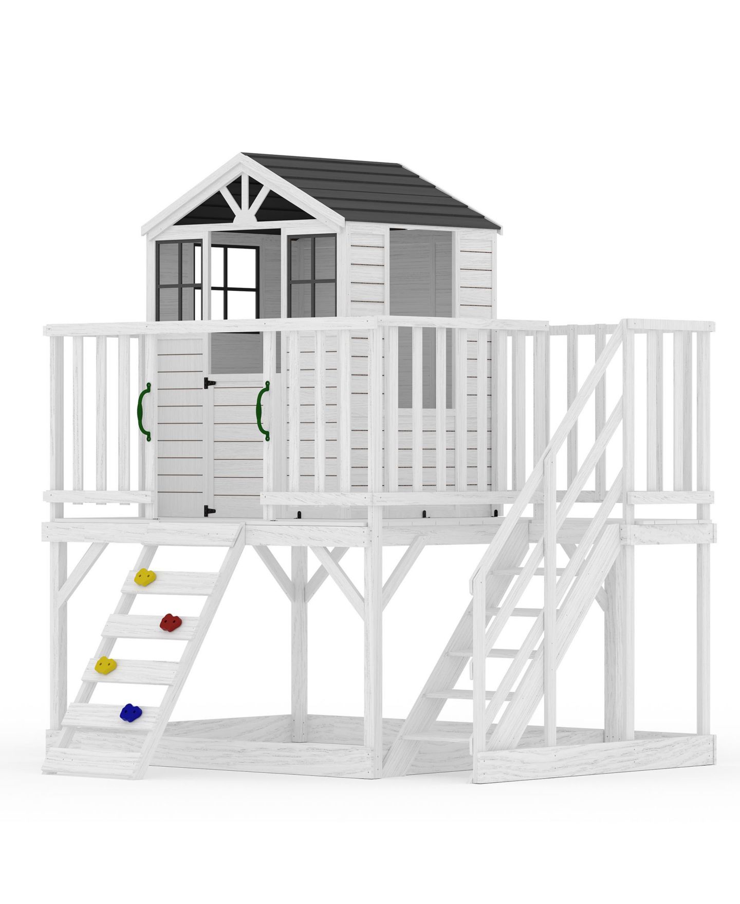 Детская игрушка homfan Play Castle with Climbing Wall and Slide Fir Wood Sandbox Playset, Ages 3-8 — фото 7