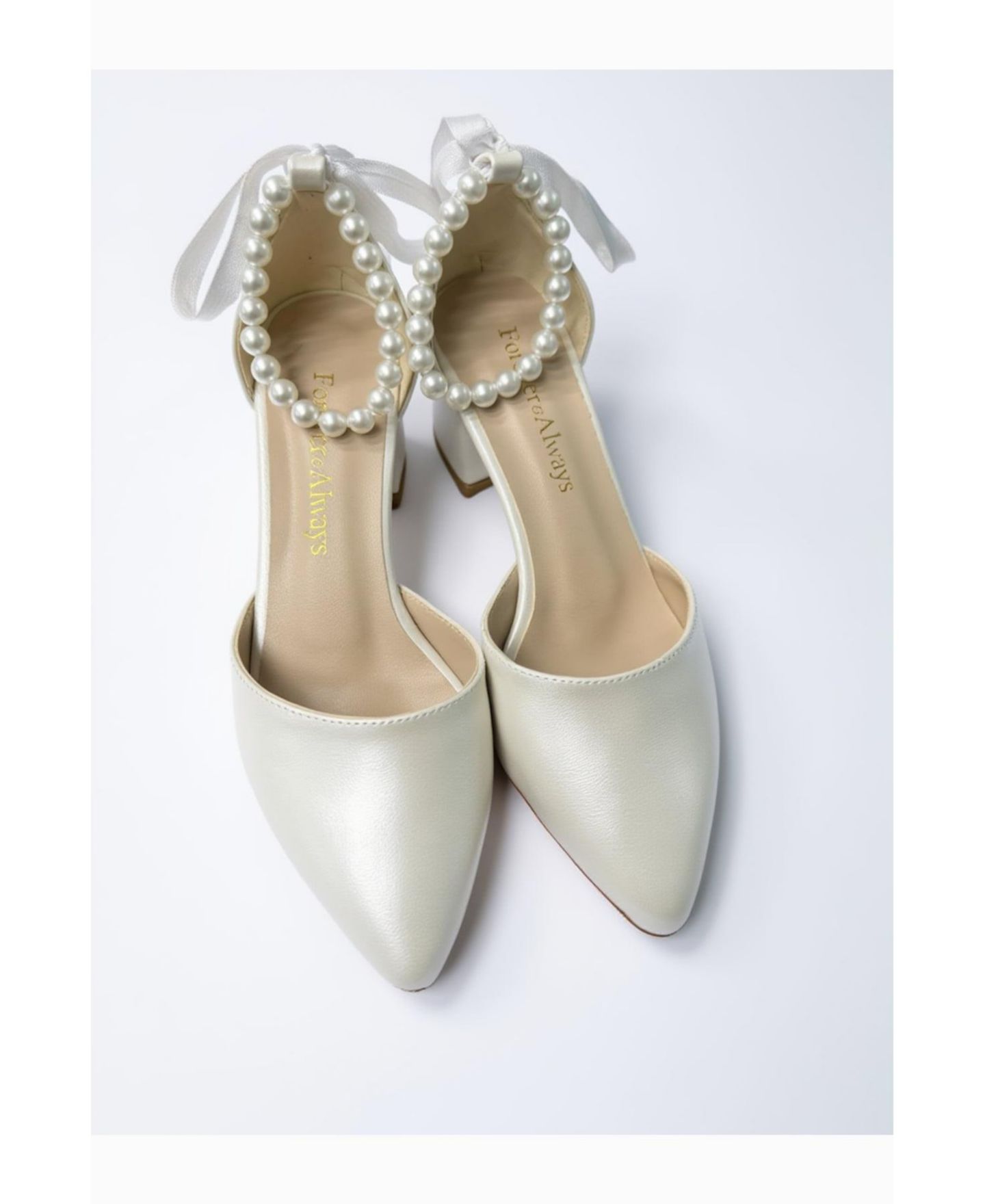 Женские туфли Forever & Always Shoes Evania Block Heel Wedding, цвет: Слоновая кость — фото 6