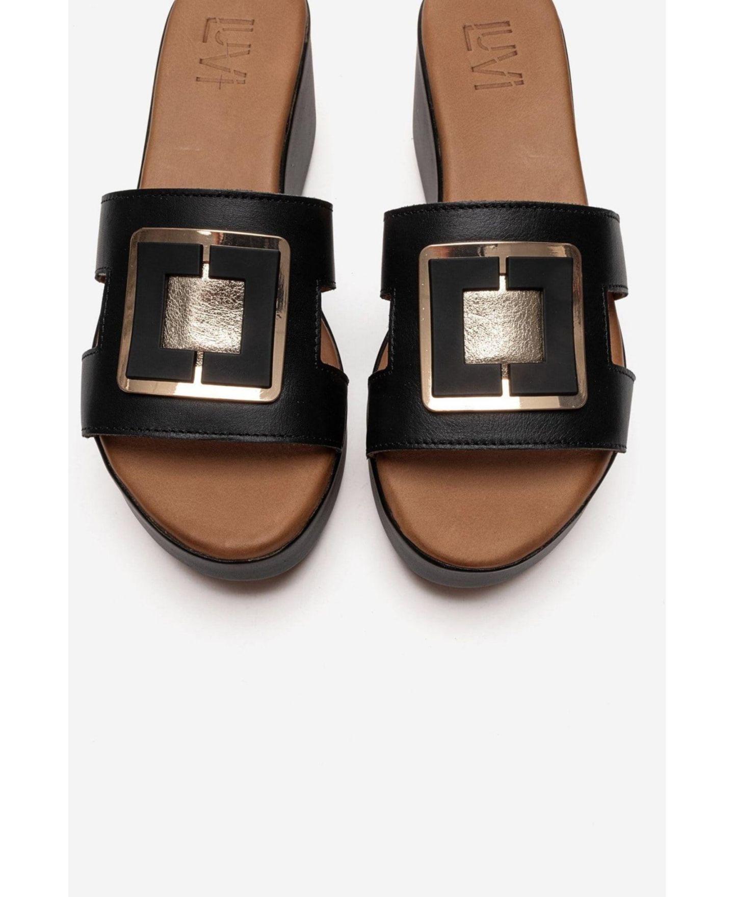 Женские сандалии Forever & Always Shoes Hiola Leather Platform Sandal, цвет: Чёрный — фото 5