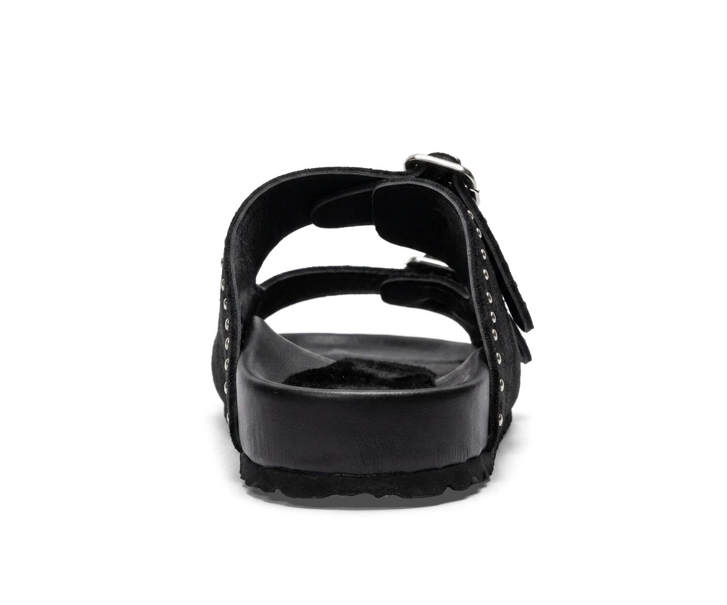 Женские сандалии Forever & Always Shoes Avenelle Leather Double Band Sandal, цвет: Чёрный замшевый — фото 6
