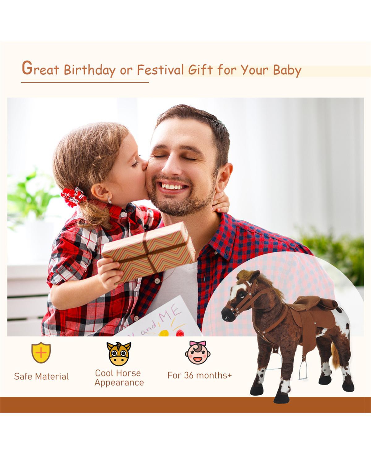 Yobtop Sound-Making Padded Ride-On Horse Toy, 110 lb. Capacity, Ages 3+