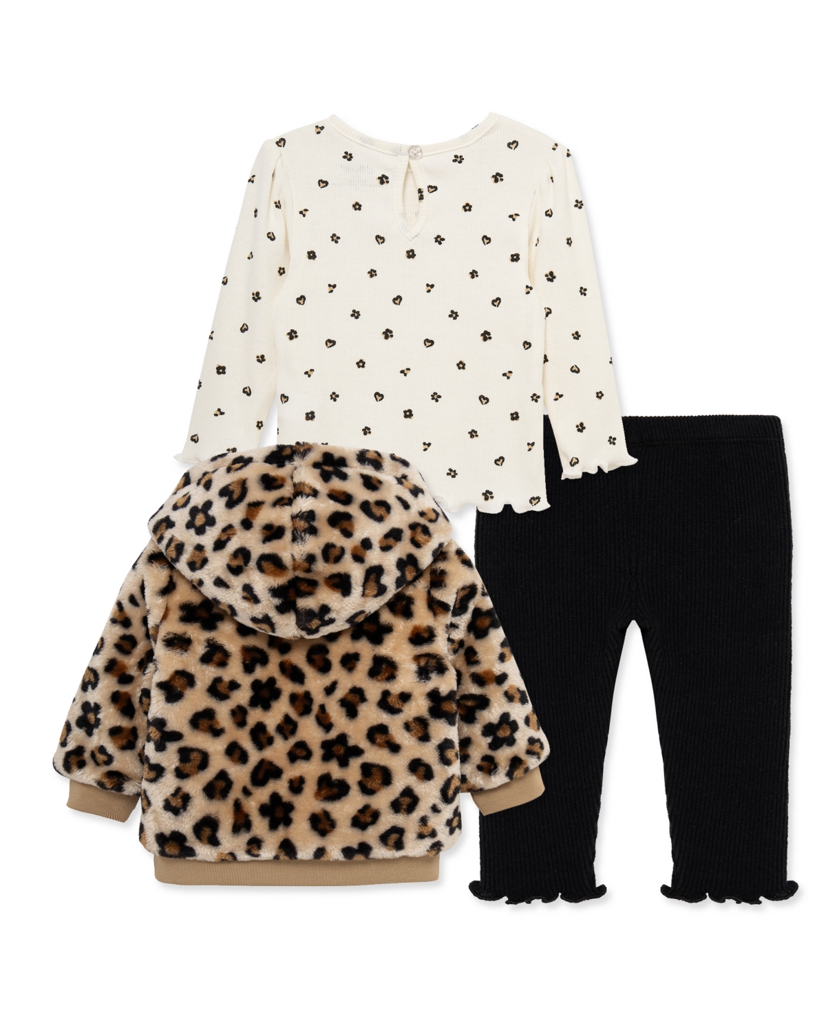 Little Me Baby Girls' Leopard Print Hooded Jacket, Top and Pants, 3-Piece Set