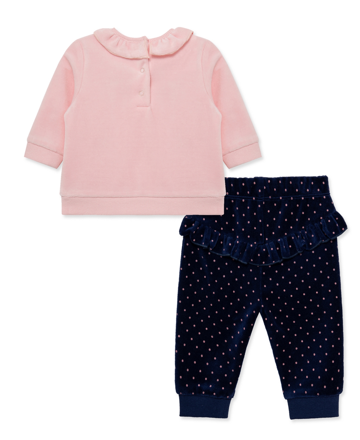 Little Me Baby Girls' Chenille Bows Velour Top and Dot Print Pants, 2-Piece Set