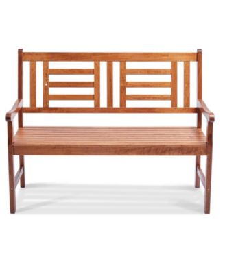 Wood Patio Bench with Backrest Outdoor Seating for Garden and Porch