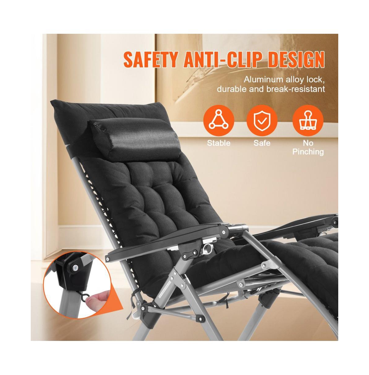 Slickblue 26in Zero Gravity Lounge Chair with Headrest Footrest and Cup Holder