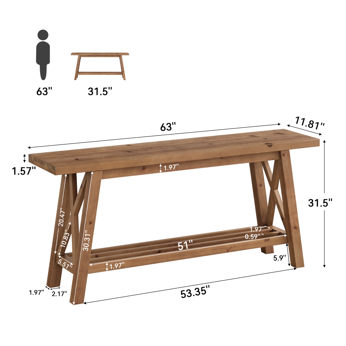 Tribesigns Extra Long Console Table with Storage, Narrow Wooden Sofa Table
