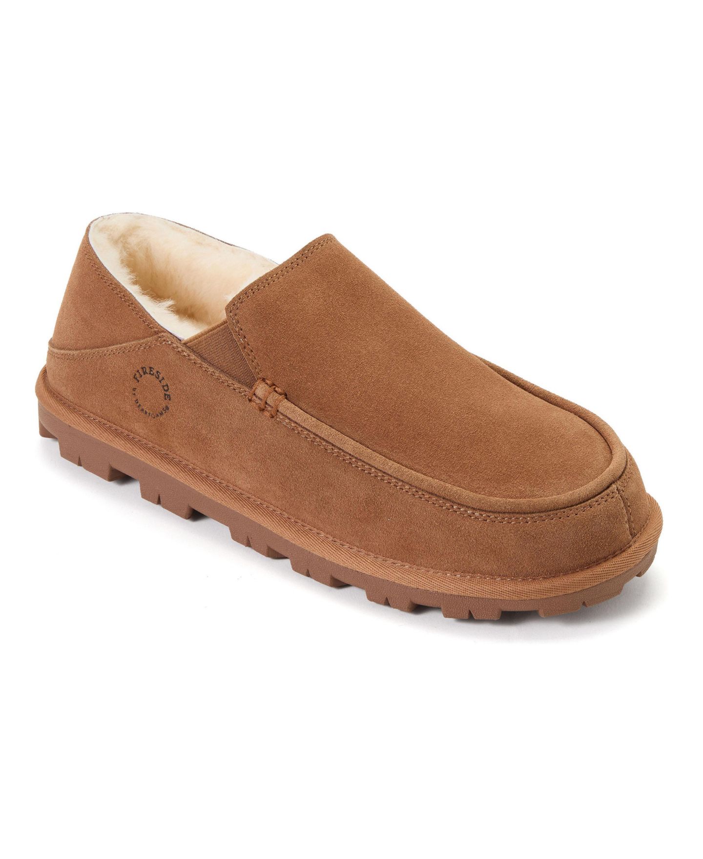 Мужские тапочки Dearfoams Shepparton Loafer Water Repellent Slippers, цвет: Каштановый — фото 1