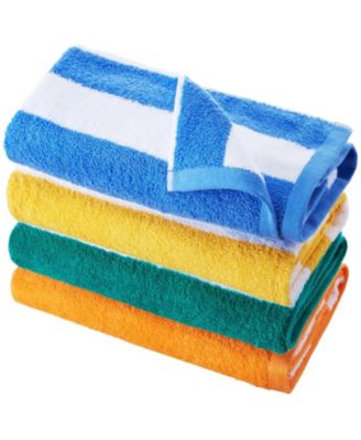 4 Pack Oversized Beach Towels, Cabana Stripe Cotton Pool Towels for Swimming and Vacation-Multi Color