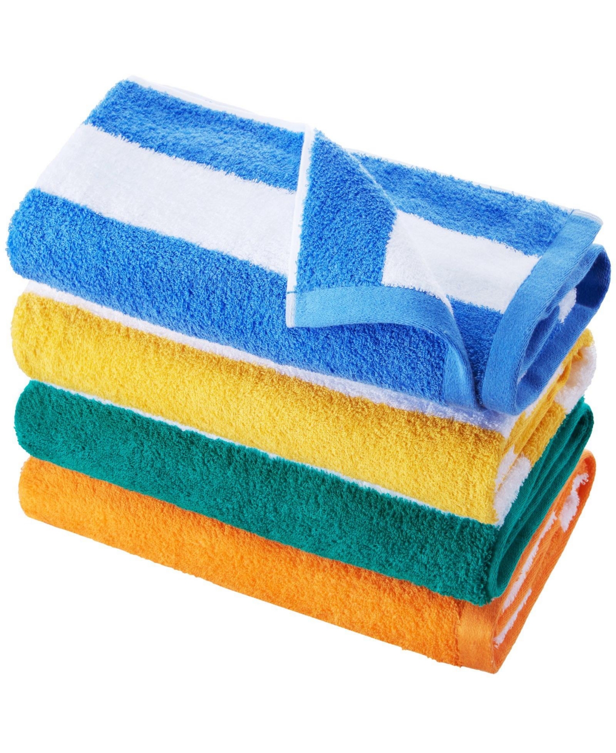 Slickblue 4 Pack Oversized Beach Towels, Cabana Stripe Cotton Pool Towels for Swimming and Vacation-Multi Color