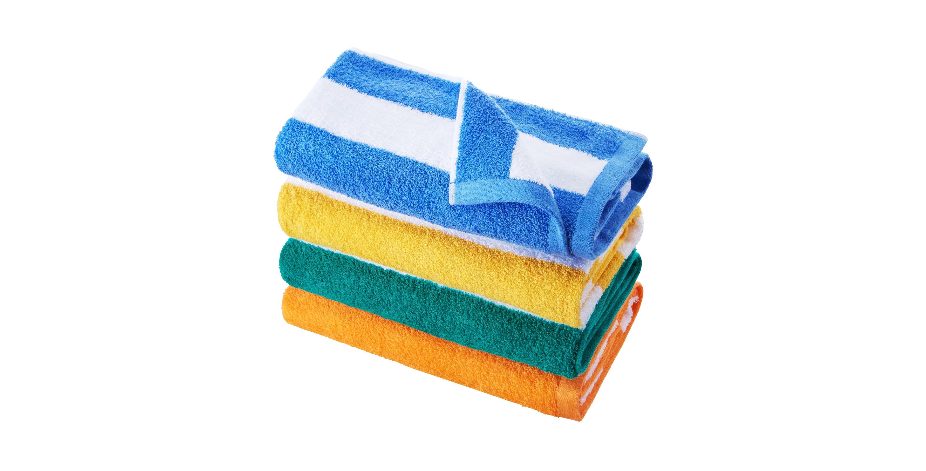 Slickblue 4 Pack Oversized Beach Towels, Cabana Stripe Cotton Pool Towels for Swimming and Vacation-Multi Color