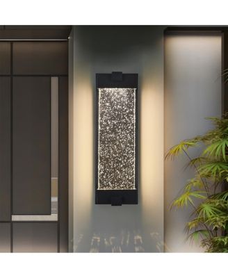 19" Modern LED Outdoor Wall Light, Bubble Crystal Waterproof Sconce
