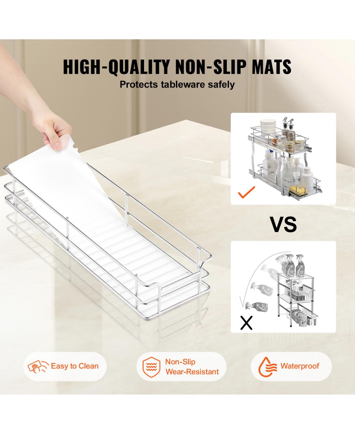 Sugift 8.5in Wx21in Dx15in H Pull Out Cabinet Organizer Steel Slide Out Drawer 10in Wx22in Dx18in