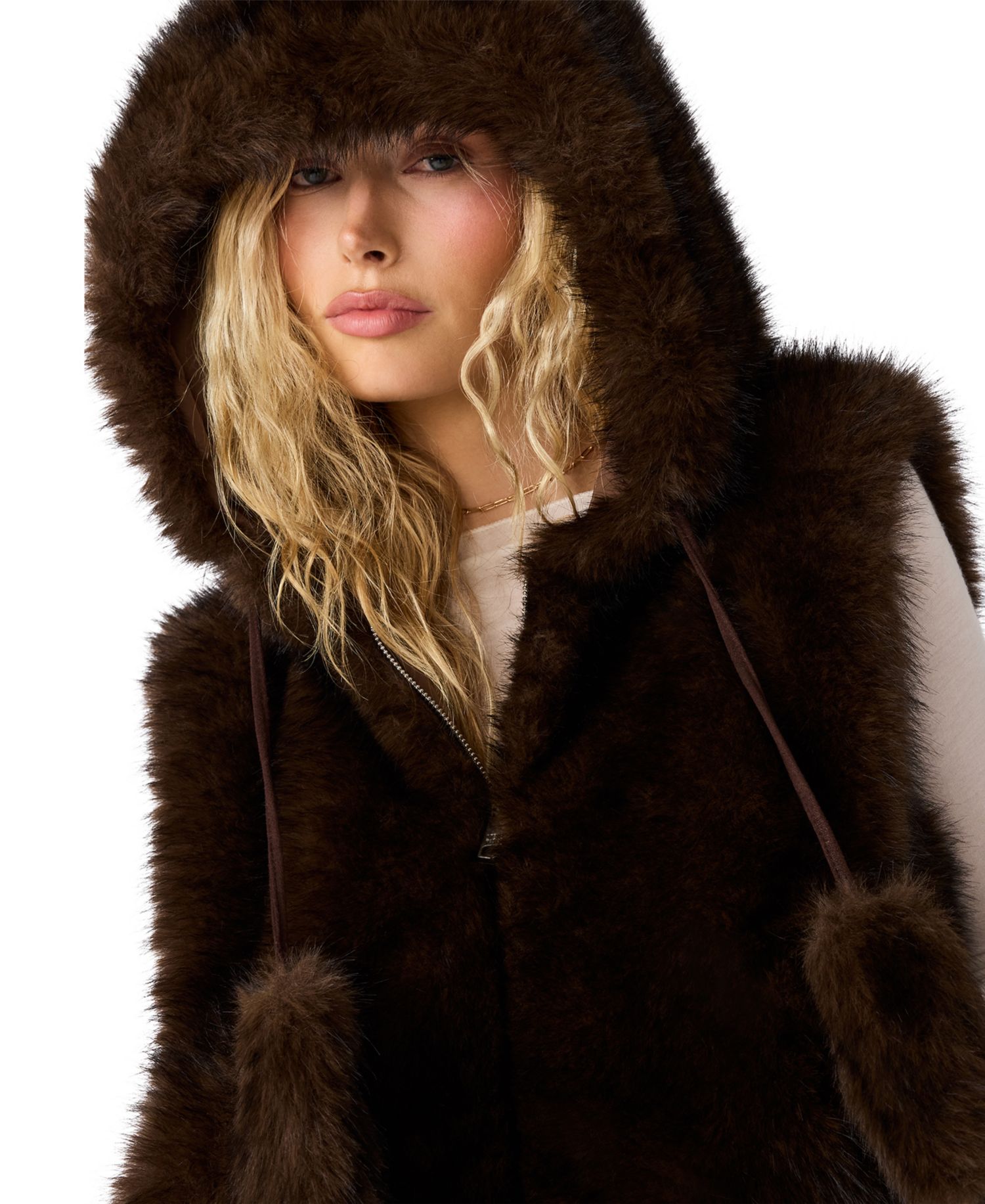 Women's Hooded Faux Fur Sophee Vest
