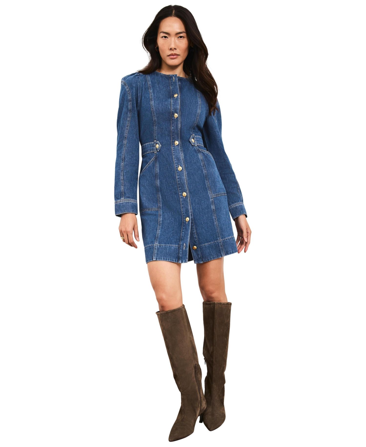 Women's Puff-Sleeve Denim Mini Dress