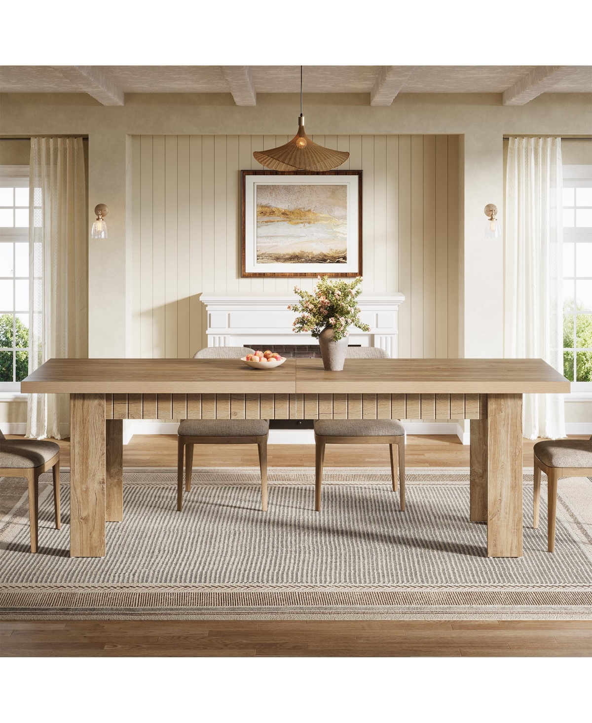 Tribesigns 79 Inch Wood Dining Table for 6-8 People, Extra Long Kitchen