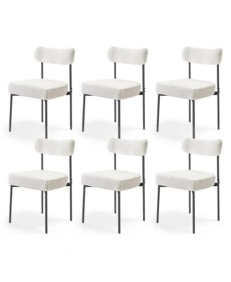 Set of 6 Upholstered Dining Chairs with Curved Back and Legs
