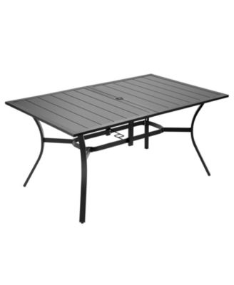59in Backyard Bistro Table with Metal Frame and Umbrella Hole Outdoor Table