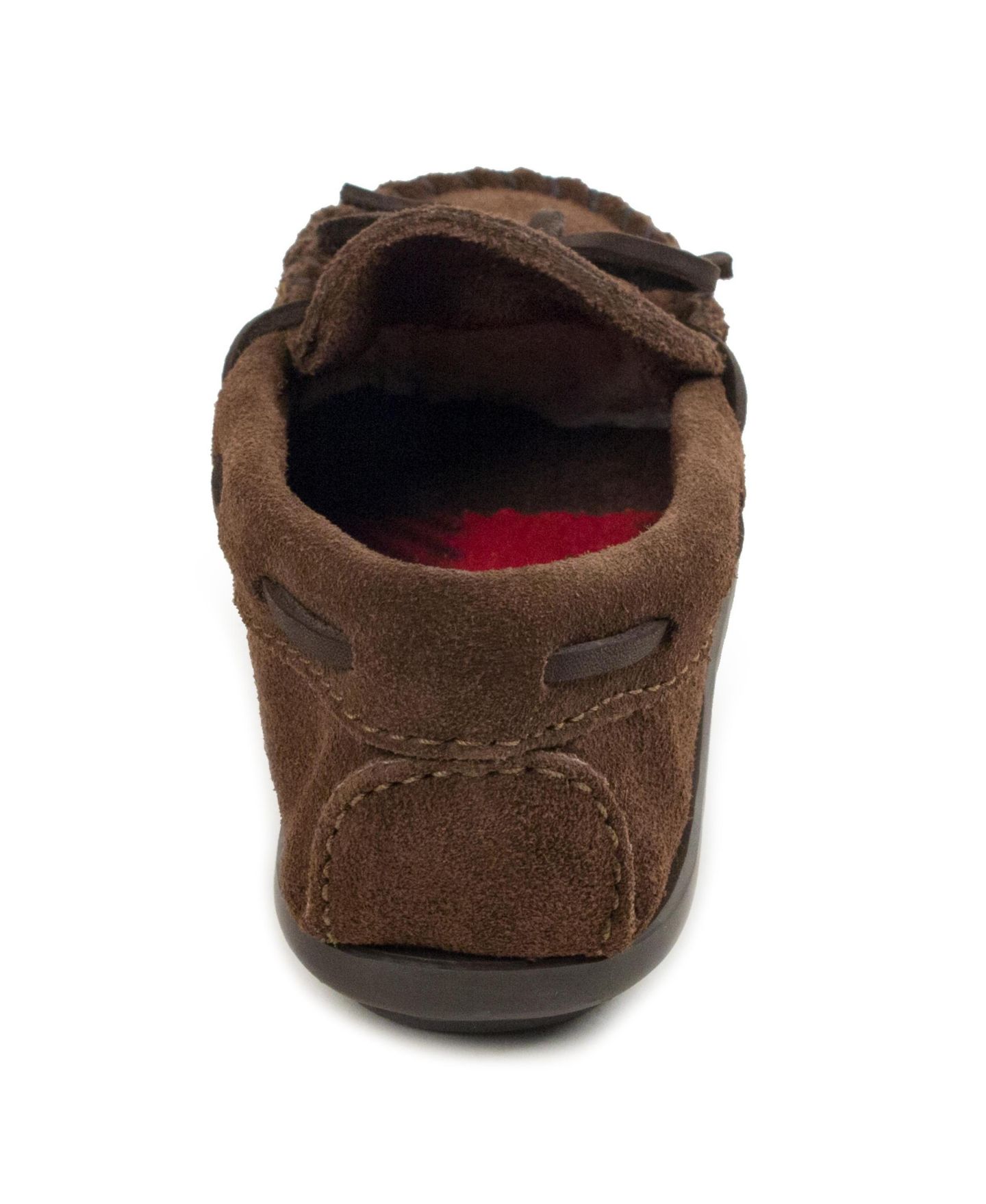 Детские замшевые мокасины Minnetonka Boat Moc, размеры 1-13, цвет: Шоколадный — фото 5