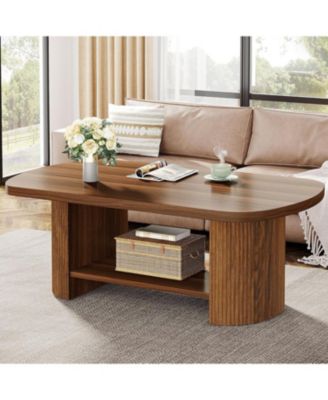 Oval Coffee Table with Storage Shelf