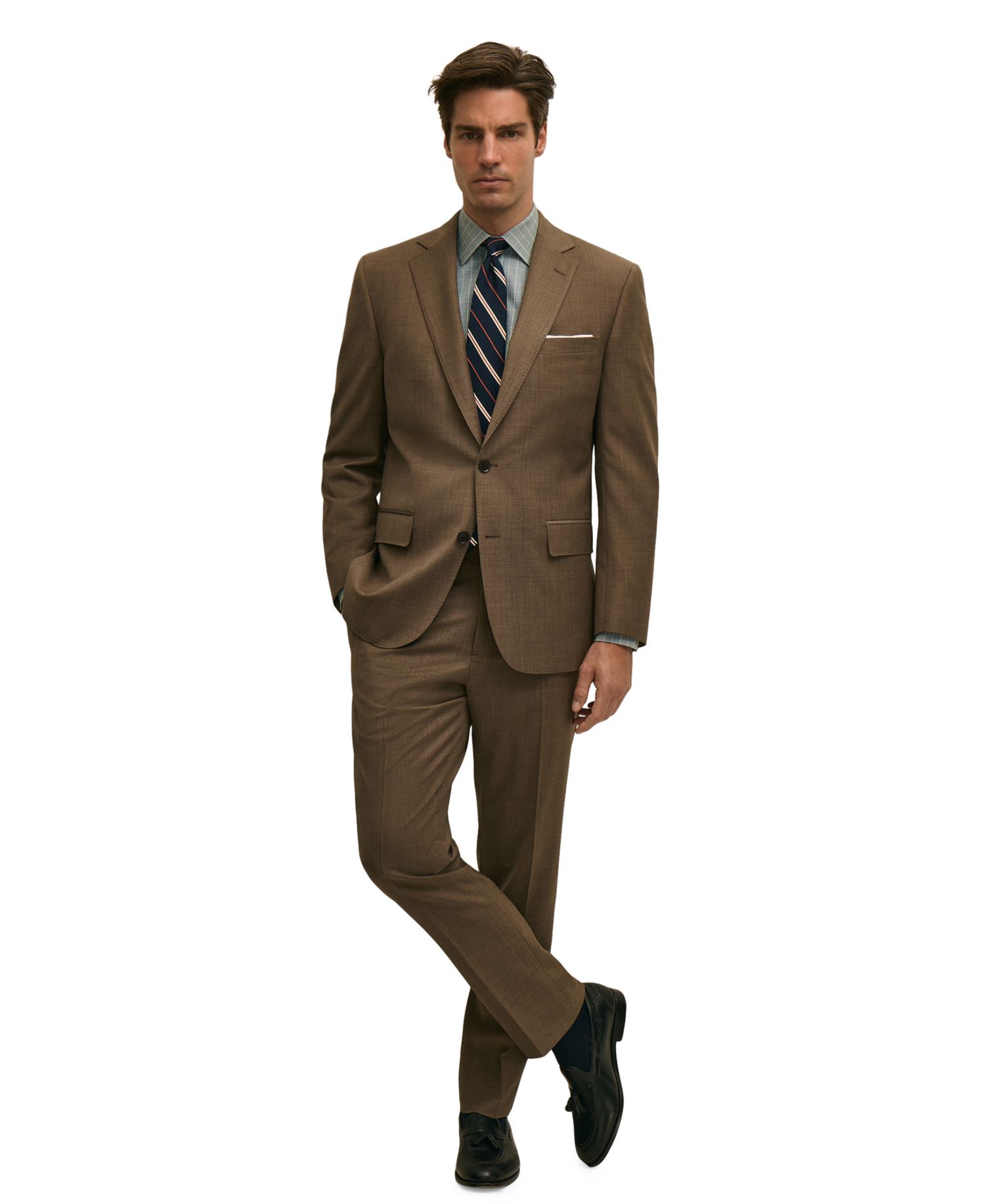 Мужской костюм из смесовой шерсти классического кроя от Brooks Brothers с отделяющим пиджаком