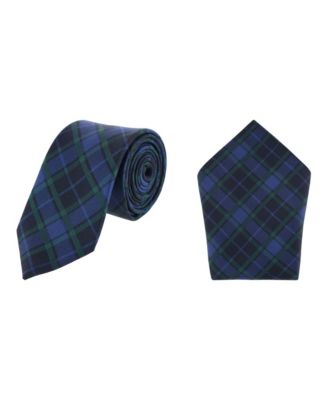 Men's Ives Plaid Necktie and Pocket Square Bundle