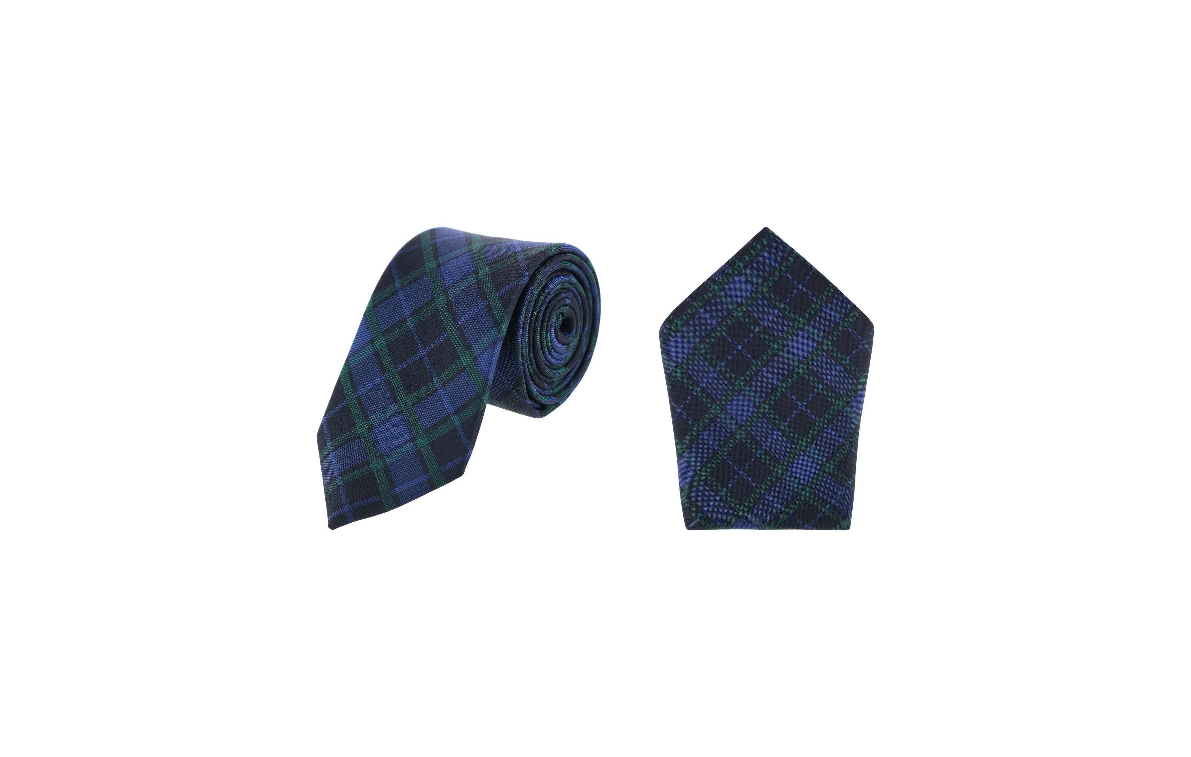Trafalgar Men's Ives Plaid Necktie and Pocket Square Bundle