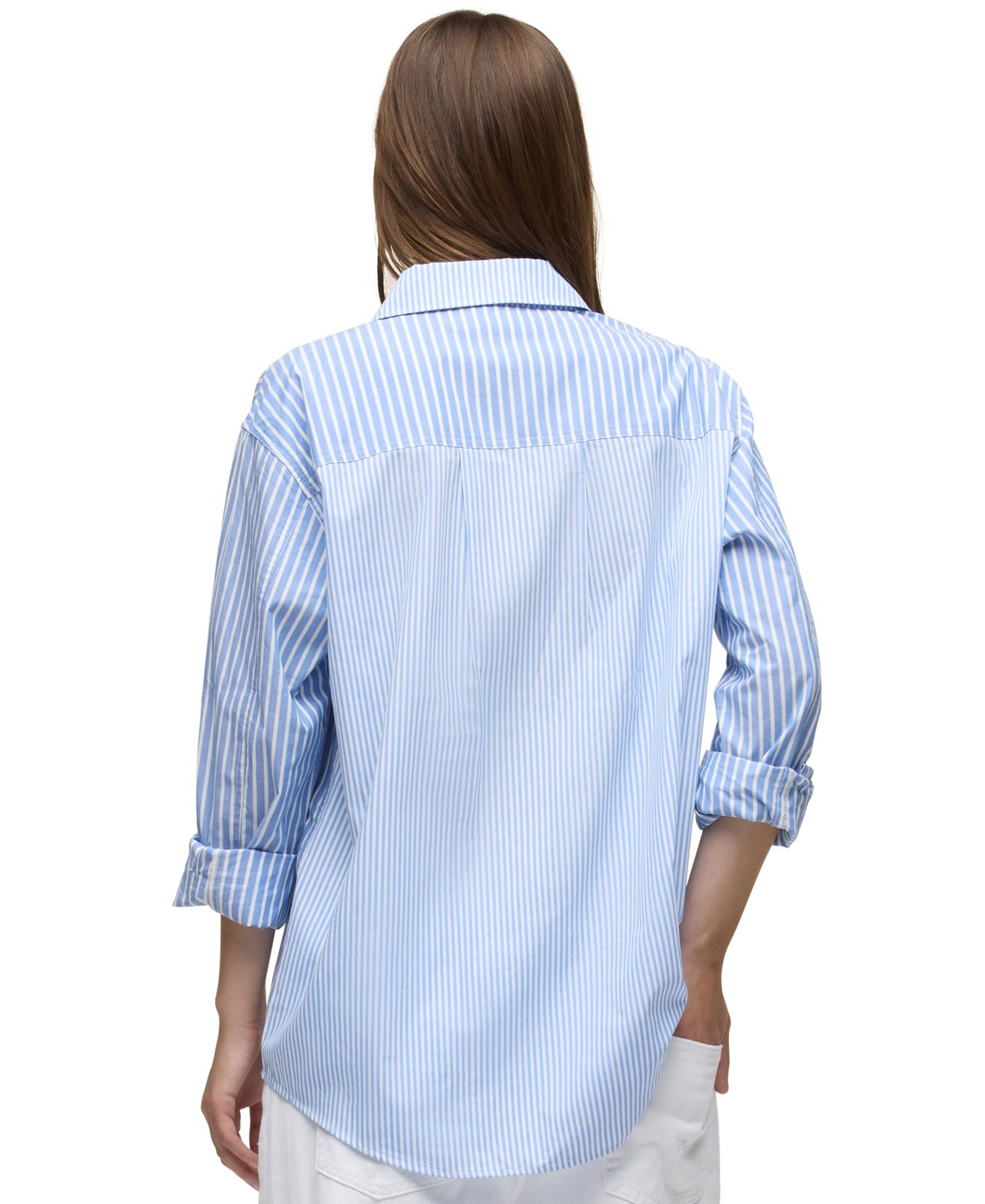 Women's Oversized Striped Long-Sleeve Button-Down Shirt