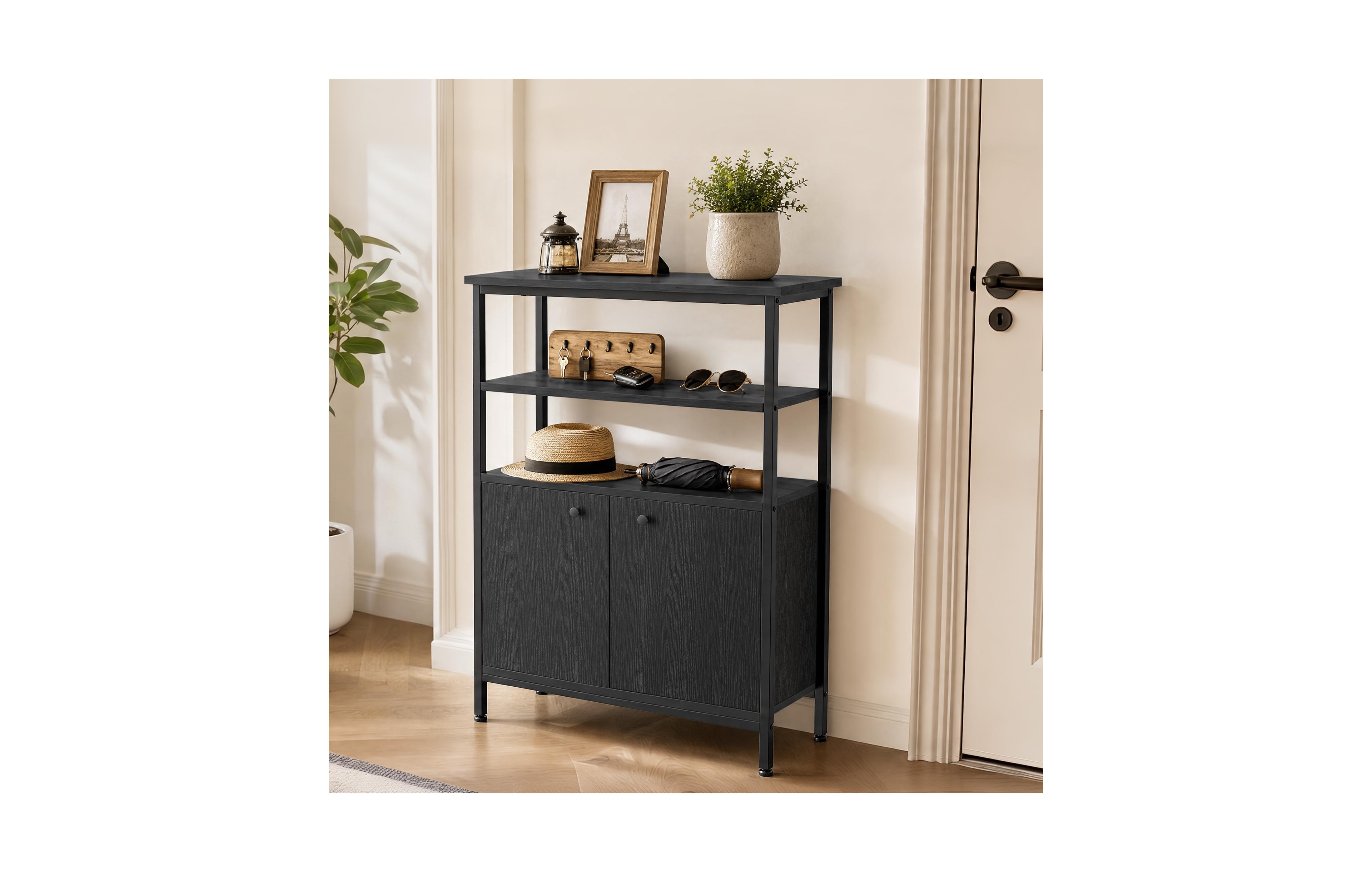 gaomon Sideboard Buffet Cabinet with Open Shelves and 2-Tier Storage, Freestanding Coffee Bar Cabinet with 2 Doors and Metal Feet for Kitchen