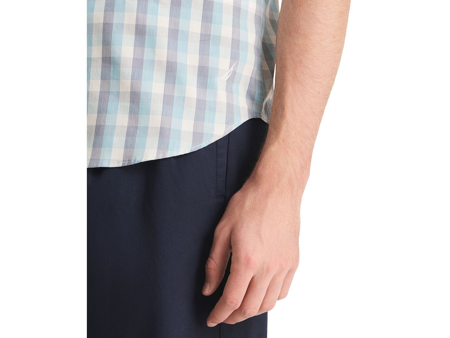 Мужская рубашка Nautica Plaid Short-Sleeve, цвет: Пляжный — фото 4