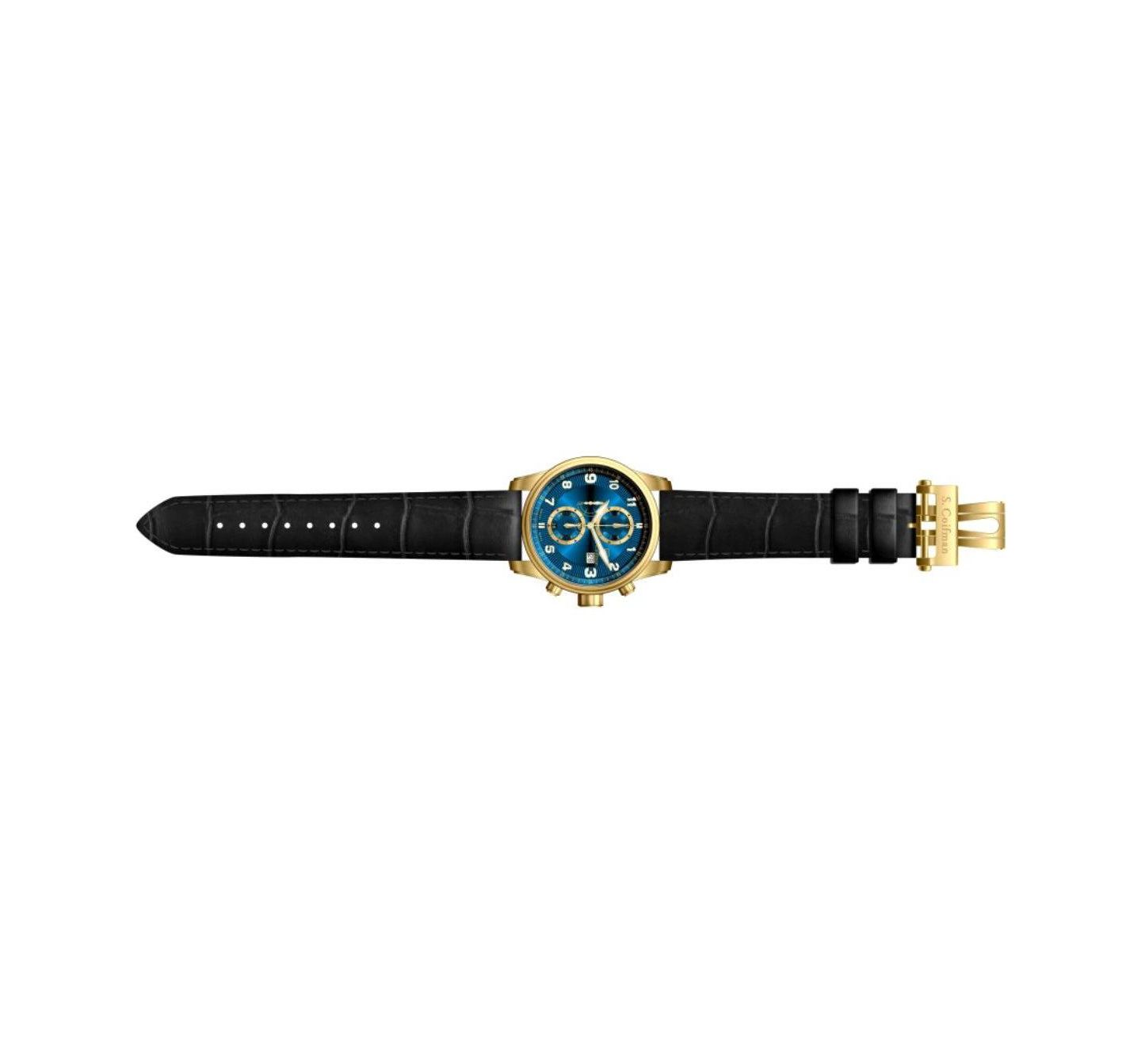 Мужские часы Invicta S.Coifman Heritage Chronograph Dial Leather Strap Watch, цвет: Чёрный — фото 3