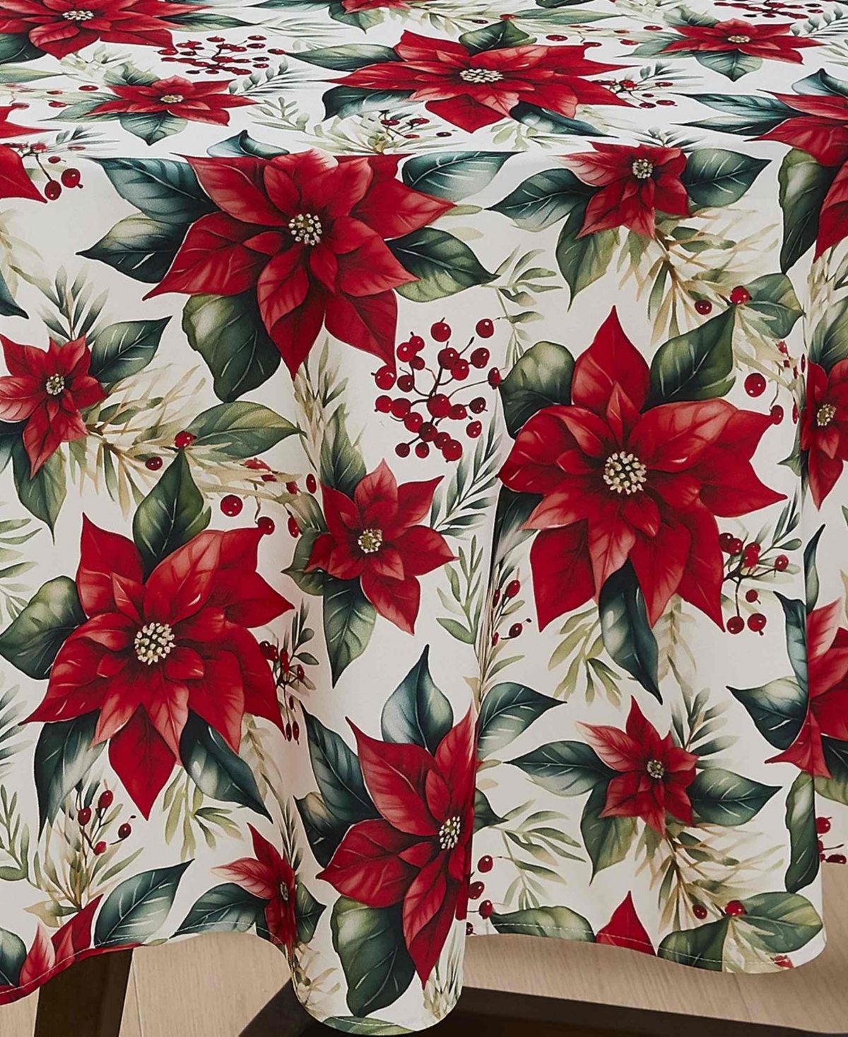 Avanti Poinsettia Round Tablecloth, 70" x 70"