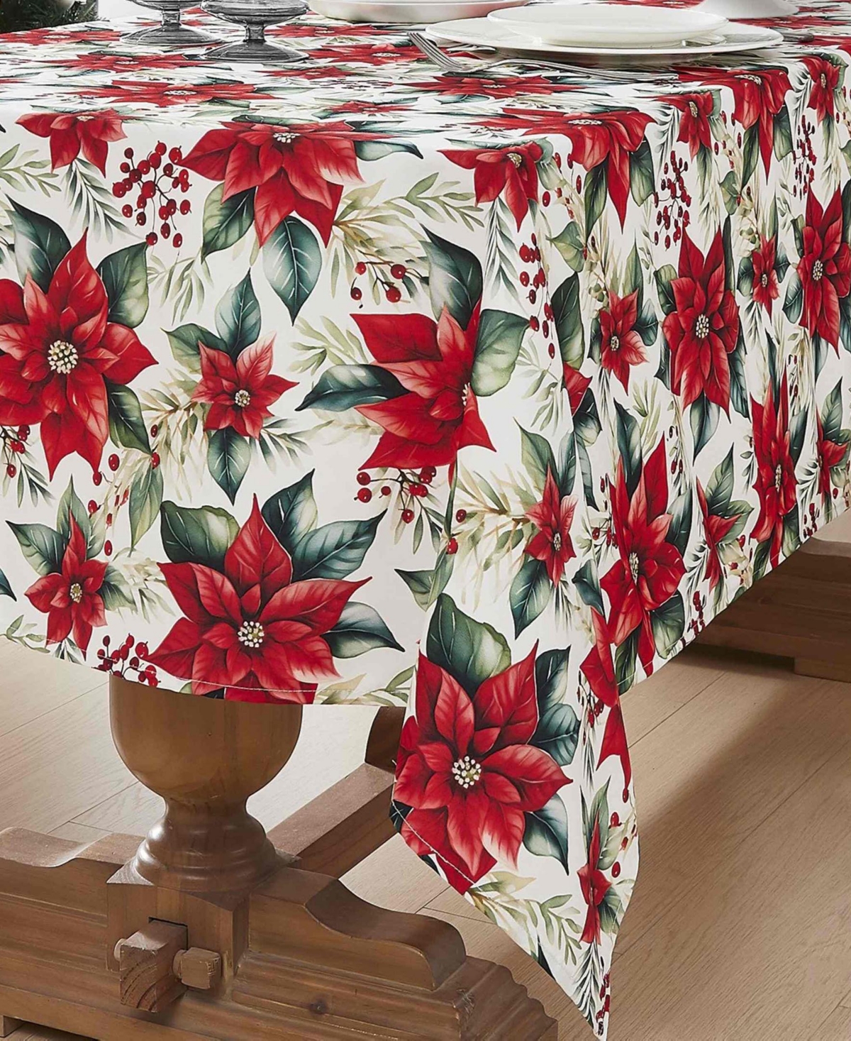 Avanti Poinsettia Rectangle Tablecloth