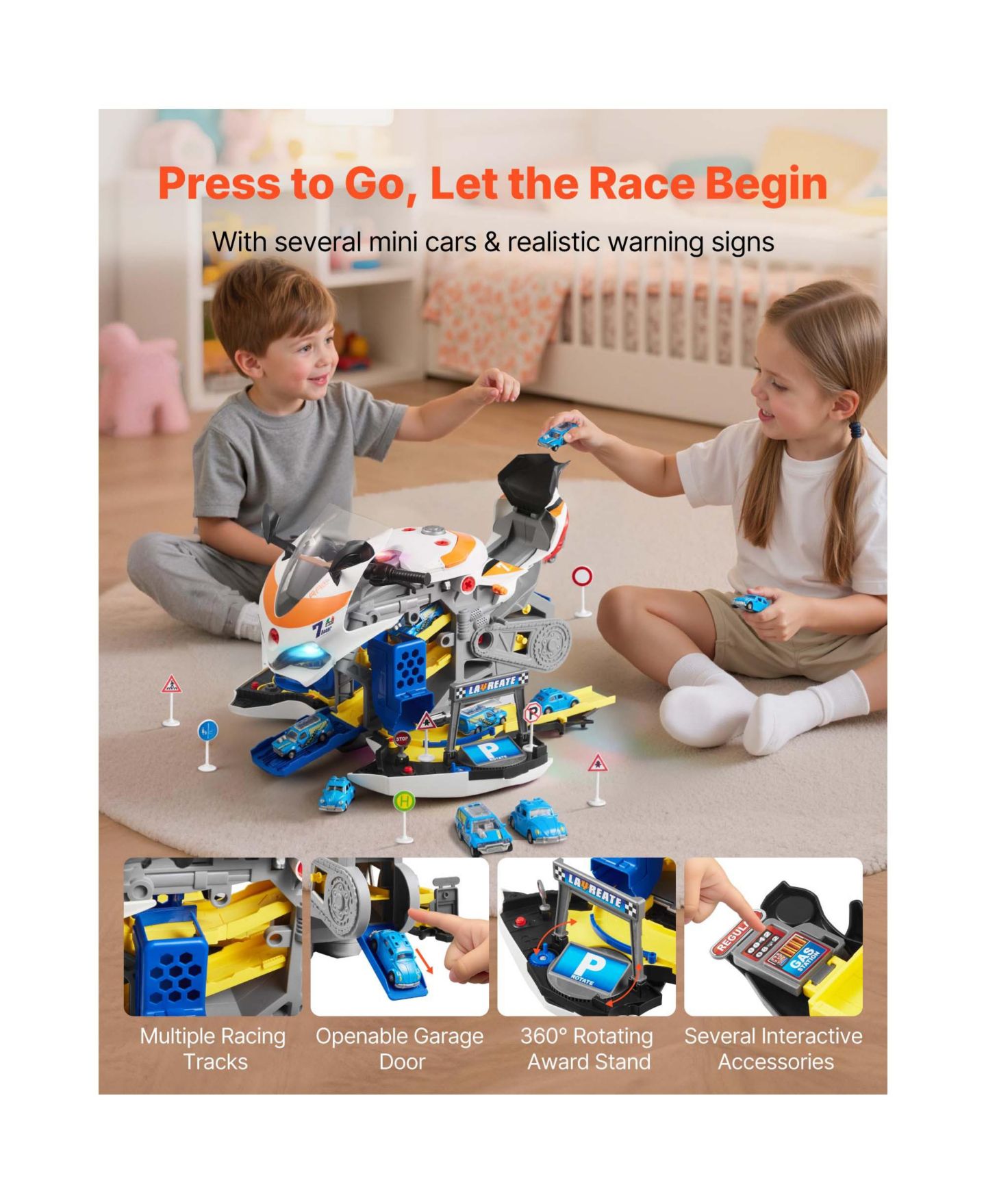 Детские игрушки SUGIFT 25 Piece Motorcycle Mechanic Toy with Removable Parts Lights Sounds for Ages 3 Years and Up, цвет: Жёлтый — фото 8