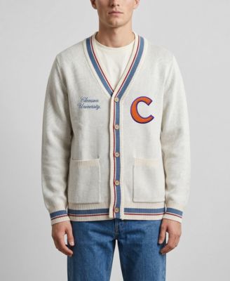 Men's and Women's Natural Clemson Tigers Americana Striped Full-Button Cardigan