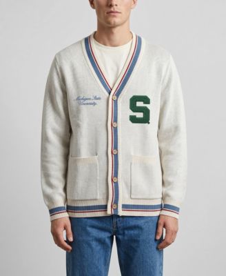 Men's and Women's Natural Michigan State Spartans Americana Striped Full-Button Cardigan