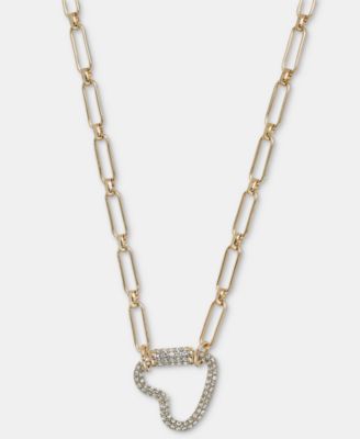 Crystal Stone Heart Pendant Necklace, 16" + 2" extender