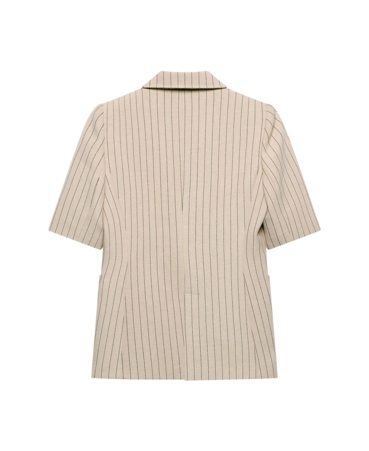 Women's Pinstripe Short-Sleeve Single-Button Blazer